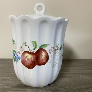 Corelle White Canister with Apple and Berry Motif  7”   Height